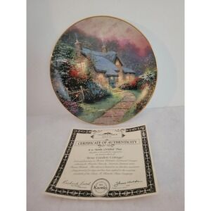 Knowles Thomas Kinkade Collector Plate Rose Garden Cottage 8.5" COA 1993